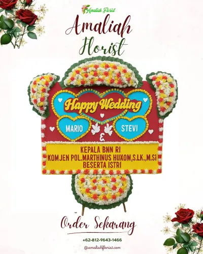 Karangan Papan Bunga Pernikahan di Margalaksana